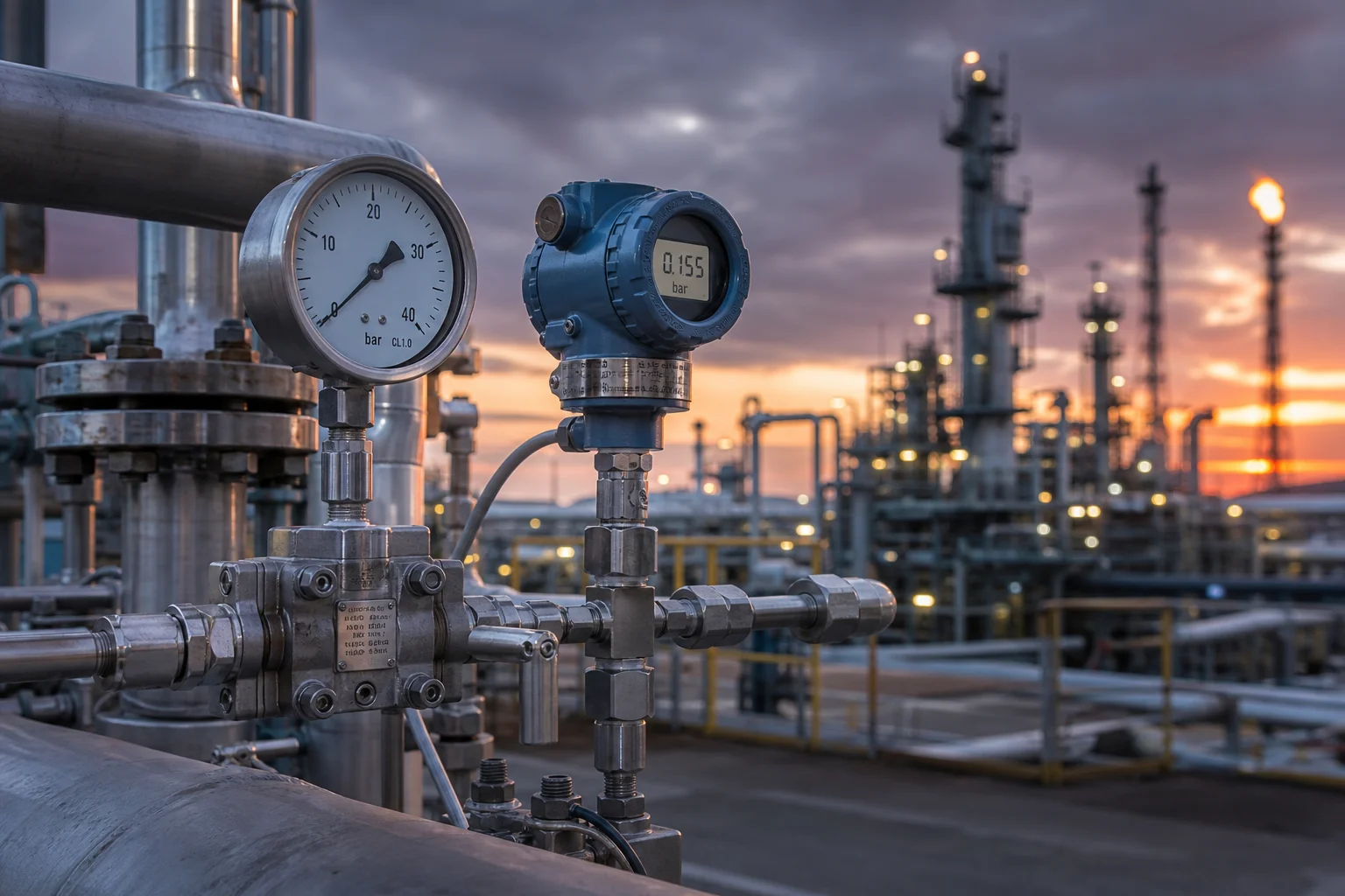 Pressure sensors in oil refinery